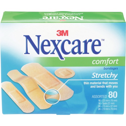 3M Nexcare™ Comfort Bandages - Assorted Sizes - 80 / Box