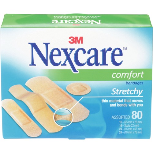 Nexcare Comfort Bandages - Assorted Sizes (80/Box)