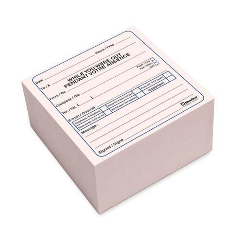 Blueline Bilingual Message Cube Pad - 512 Sheet(s) - 4" x 4" Sheet Size - Pink Sheet(s) - 1 Each