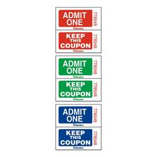 Blueline Admit One with Coupon Ticket - Assorted - 1 Roll