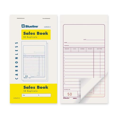 Blueline Retail Sales Order Book - 50 Sheet(s) - Gummed - 2 PartCarbonless Copy - 3.50" (88.90 mm) x 6" (152.40 mm) Sheet Size - White Sheet(s) - Red, Black Print Color - 1 Each