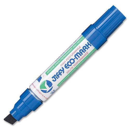 Jiffy JK100 Refillable King Size Eco-Marker - Broad Marker Point - Chisel Marker Point Style - Refillable - Blue - 1 Each