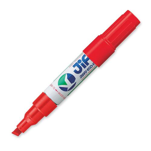 Jiffy JK30 Refillable Eco-Marker - Medium Marker Point - Chisel Marker Point Style - Refillable - Red - 1 Each