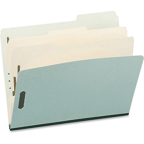 Pendaflex 1/3 Tab Cut Letter Recycled Classification Folder - 8 1/2" x 11" - 6 Fastener(s) - 2 Divider(s) - Pressboard - Green - 10% Recycled - 10/Box