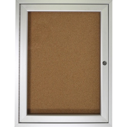 Ghent 1-door Enclosed Indoor Bulletin Board - 36" (914.40 mm) Height x 24" (609.60 mm) Width - Cork Surface - Shatter Resistant - 1 Each - Bulletin Boards - GHEPA13624K