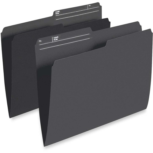 Pendaflex 1/2 Tab Cut Letter Recycled Top Tab File Folder - 8 1/2" x 11" - Black - 10% Recycled - 100 / Box