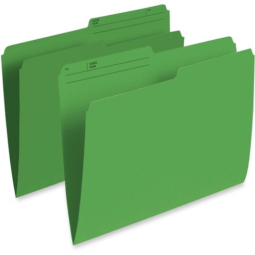 Pendaflex 1/2 Tab Cut Letter Recycled Top Tab File Folder - 8 1/2" x 11" - Green - 10% Recycled - 100 / Box - Top Tab Colored Folders - PFXR415GRN