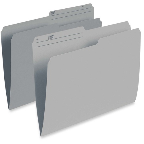 Pendaflex 1/2 Tab Cut Letter Recycled Top Tab File Folder - 8 1/2" x 11" - Gray - 10% Recycled - 100 / Box