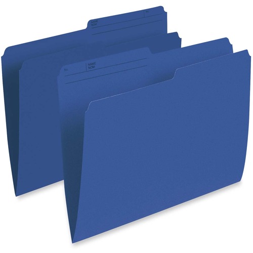 Pendaflex 1/2 Tab Cut Letter Recycled Top Tab File Folder - 8 1/2" x 11" - Navy - 10% Recycled - 100 / Box - Top Tab Colored Folders - PFXR415NAV