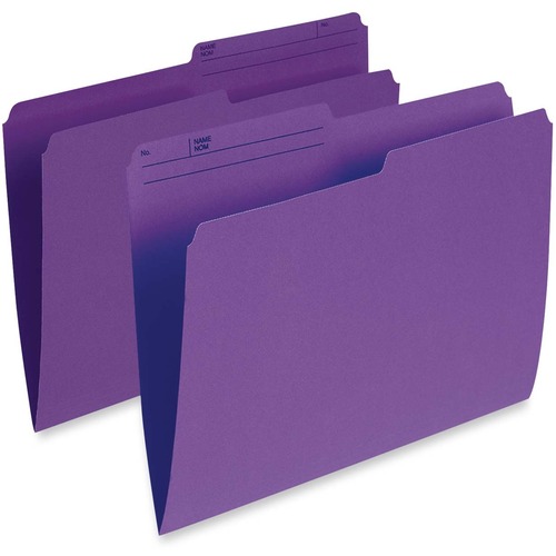 Pendaflex 1/2 Tab Cut Letter Recycled Top Tab File Folder - 8 1/2" x 11" - Violet - 10% Recycled - 100 / Box - Top Tab Colored Folders - PFXR415VIO