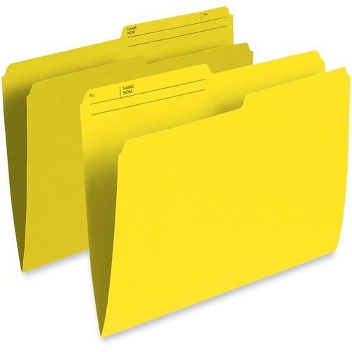 Pendaflex 1/2 Tab Cut Letter Recycled Top Tab File Folder - 8 1/2" x 11" - Yellow - 10% Recycled - 100 / Box - Top Tab Colored Folders - PFXR415YLW