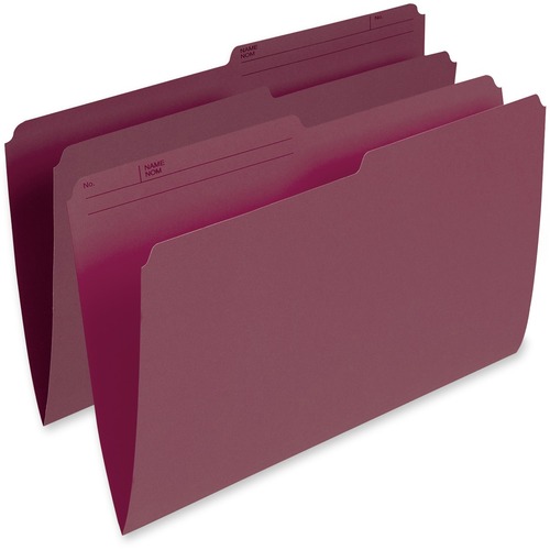 Pendaflex 1/2 Tab Cut Legal Recycled Top Tab File Folder - 8 1/2" x 14" - Burgundy - 10% Recycled - 100 / Box