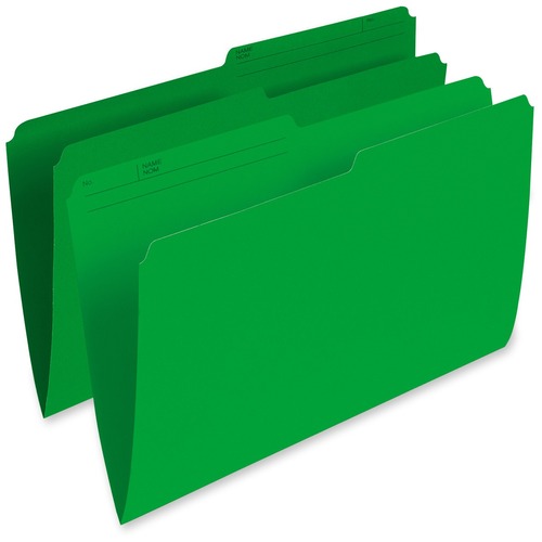 Pendaflex 1/2 Tab Cut Legal Recycled Top Tab File Folder - 8 1/2" x 14" - Green - 10% Recycled - 100 / Box - Top Tab Colored Folders - PFXR615GRN
