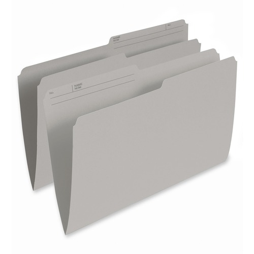 Pendaflex 1/2 Tab Cut Legal Recycled Top Tab File Folder - 8 1/2" x 14" - Gray - 10% Recycled - 100 / Box - Top Tab Colored Folders - PFXR615GRY