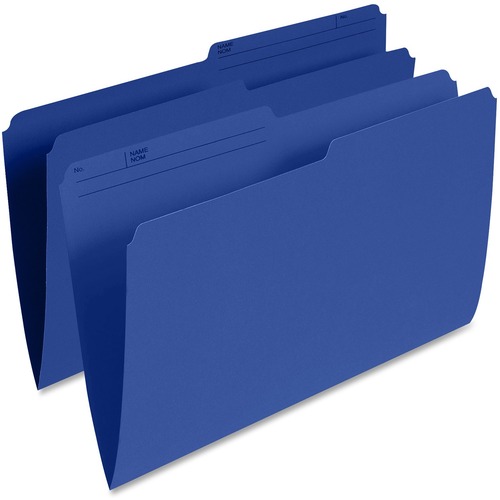 Pendaflex 1/2 Tab Cut Legal Recycled Top Tab File Folder - 8 1/2" x 14" - Navy - 10% Recycled - 100 / Box - Top Tab Colored Folders - PFXR615NAV
