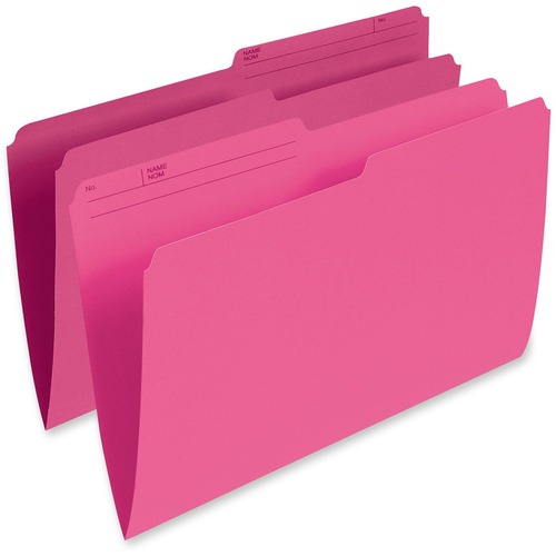 Pendaflex 1/2 Tab Cut Legal Recycled Top Tab File Folder - 8 1/2" x 14" - Pink - 10% Recycled - 100 / Box - Top Tab Colored Folders - PFXR615PNK