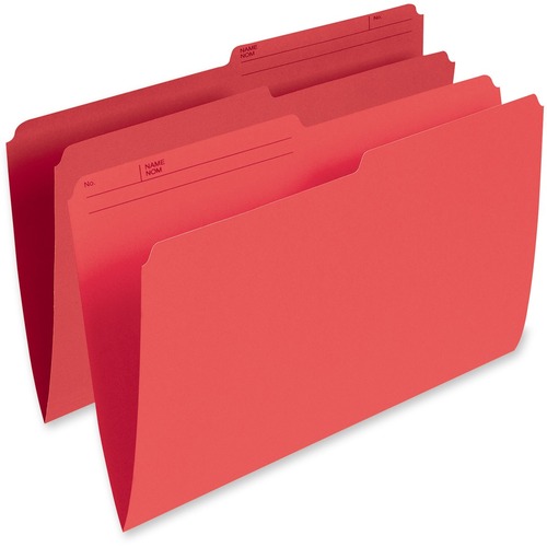 Pendaflex 1/2 Tab Cut Legal Recycled Top Tab File Folder - 8 1/2" x 14" - Red - 10% Recycled - 100 / Box - Top Tab Colored Folders - PFXR615RED