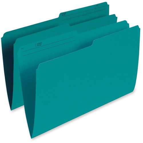 Pendaflex 1/2 Tab Cut Legal Recycled Top Tab File Folder - 8 1/2" x 14" - Teal - 10% Recycled - 100 / Box - Top Tab Colored Folders - PFXR615TEA
