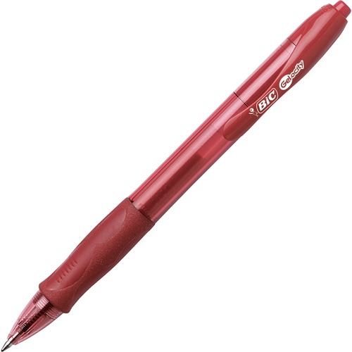 BIC Gel Retractable Pens - Medium Pen Point - 0.7 mm Pen Point Size - Retractable - Red Gel-based Ink - 1 Dozen