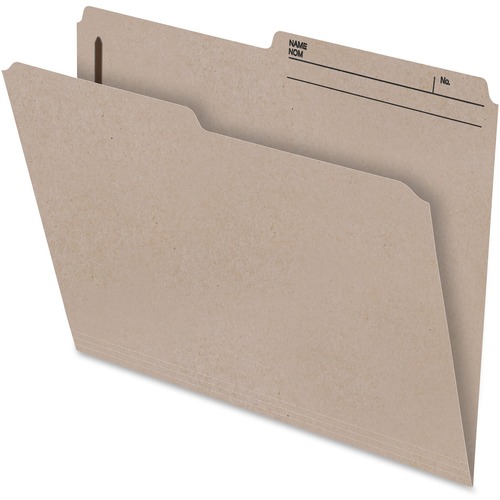Pendaflex 1/2 Tab Cut Letter Recycled Top Tab File Folder - 8 1/2" x 11" - 2" Fastener Capacity for Folder - Top Tab Location - Left Tab Position - Natural Sand - 60% Recycled - 100 / Box - Top Tab Fastener Folders - PFXSTR412RT