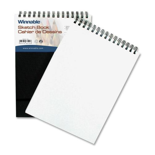 Winnable Fine Drawing Paper Sketch Book - 60 Sheets - Plain - Wire Bound - 80 lb Basis Weight - 11" x 8" - Black Paper - Textured - Poly Cover - Acid-free, Elastic Closure, Durable Cover - 1Each