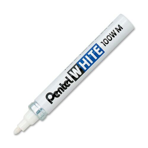Pentel Felt Tip White Marker - Medium Marker Point - White - 1 Each - Specialty Markers - PENX100WM
