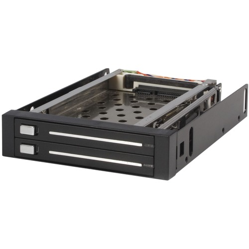 StarTech.com 2 Drive 2.5in Trayless Hot Swap SATA Mobile Rack Backplane - Storage bay adapter - black - Easy, trayless removal and insertion of dual 2.5in SATA hard drives from single 3.5in bay - sata backplane - sata mobile rack - sata enclosure - 2.5inh