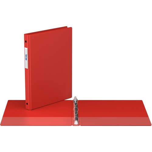 Davis Round Ring Commercial Binder - 1/2" Binder Capacity - 8 1/2" x 11" Sheet Size - 2 x Round Ring Fastener(s) - 2 Inside Front & Back Pocket(s) - Red - Recycled - 1 Each - Standard Ring Binders - RGO230003