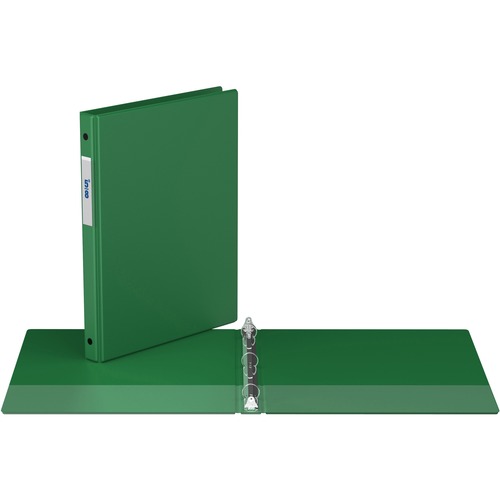 Davis Round Ring Commercial Binder - 1/2" Binder Capacity - 8 1/2" x 11" Sheet Size - 3 x Round Ring Fastener(s) - 2 Inside Front & Back Pocket(s) - Green - Recycled - 1 Each - Standard Ring Binders - RGO230004