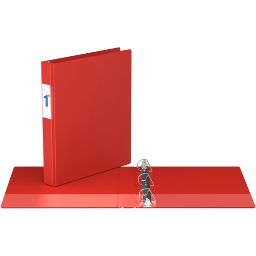 Davis D Ring Commercial Binder - 1" Binder Capacity - 8 1/2" x 11" Sheet Size - D-Ring Fastener(s) - 2 Inside Front & Back Pocket(s) - Red - Recycled - 1 Each