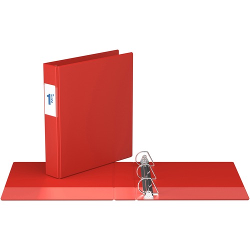 Davis Angle-D Ring Commercial Binder - 1 1/2" Binder Capacity - Letter - 8 1/2" x 11" Sheet Size - D-Ring Fastener(s) - Chipboard - Red - Recycled - Label Holder - 1 Each - Standard Ring Binders - RGO230203