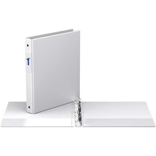 Davis Round Ring Commercial Binder - 1" Binder Capacity - 8 1/2" x 11" Sheet Size - 3 x Round Ring Fastener(s) - 2 Inside Front & Back Pocket(s) - White - Recycled - 1 Each - Standard Ring Binders - RGO231100