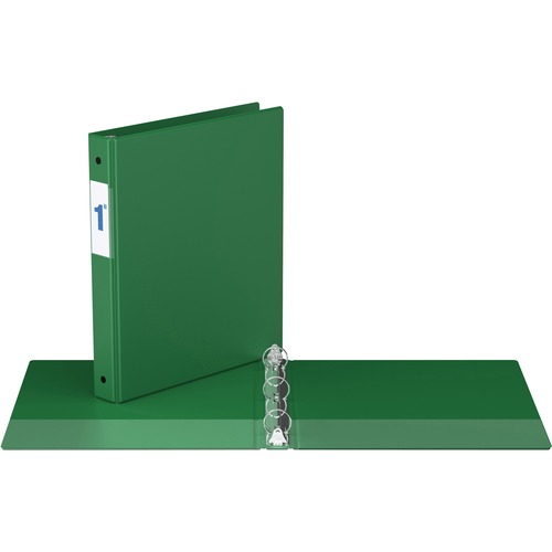 Davis Round Ring Commercial Binder - 1" Binder Capacity - 8 1/2" x 11" Sheet Size - 3 x Round Ring Fastener(s) - 2 Inside Front & Back Pocket(s) - Green - Recycled - 1 Each