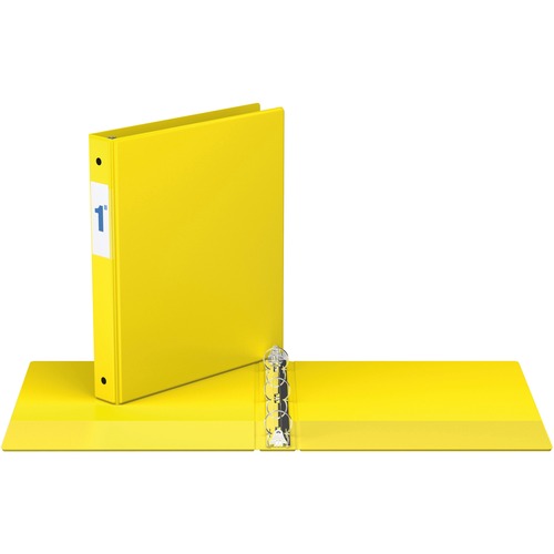 Davis Round Ring Commercial Binder - 1" Binder Capacity - 8 1/2" x 11" Sheet Size - 3 x Round Ring Fastener(s) - 2 Inside Front & Back Pocket(s) - Yellow - Recycled - 1 Each - Standard Ring Binders - RGO231105