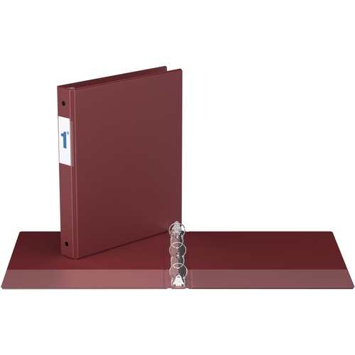 Davis Round Ring Commercial Binder - 1" Binder Capacity - 8 1/2" x 11" Sheet Size - 3 x Round Ring Fastener(s) - 2 Inside Front & Back Pocket(s) - Maroon - Recycled - 1 Each - Standard Ring Binders - RGO231108