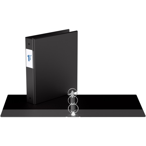 Davis Round Ring Commercial Binder - 1 1/2" Binder Capacity - 8 1/2" x 11" Sheet Size - 3 x Round Ring Fastener(s) - 2 Inside Front & Back Pocket(s) - Black - Recycled - 1 Each - Standard Ring Binders - RGO231201