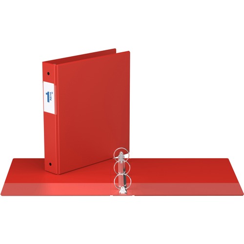 Davis Round Ring Commercial Binder - 1 1/2" Binder Capacity - 8 1/2" x 11" Sheet Size - 3 x Round Ring Fastener(s) - 2 Inside Front & Back Pocket(s) - Red - Recycled - 1 Each - Standard Ring Binders - RGO231203