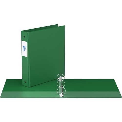 Davis Round Ring Commercial Binder - 1 1/2" Binder Capacity - 8 1/2" x 11" Sheet Size - 3 x Round Ring Fastener(s) - 2 Inside Front & Back Pocket(s) - Green - Recycled - 1 Each