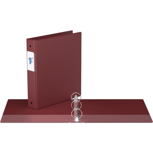 Davis Round Ring Commercial Binder - 1 1/2" Binder Capacity - 8 1/2" x 11" Sheet Size - 3 x Round Ring Fastener(s) - 2 Inside Front & Back Pocket(s) - Maroon - Recycled - 1 Each = RGO231208