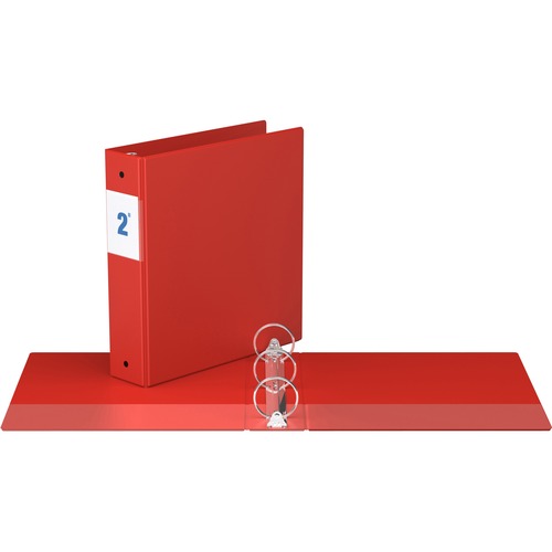 Davis Round Ring Commercial Binder - 2" Binder Capacity - 8 1/2" x 11" Sheet Size - 3 x Round Ring Fastener(s) - 2 Inside Front & Back Pocket(s) - Red - Recycled - 1 Each - Standard Ring Binders - RGO231303