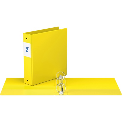 Davis Round Ring Commercial Binder - 2" Binder Capacity - 8 1/2" x 11" Sheet Size - 3 x Round Ring Fastener(s) - 2 Inside Front & Back Pocket(s) - Yellow - Recycled - 1 Each = RGO231305