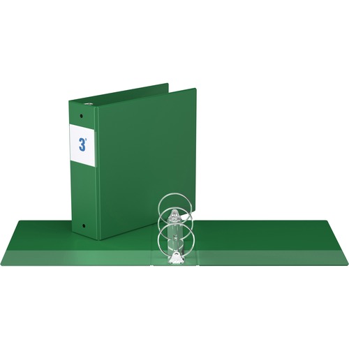 Davis Round Ring Commercial Binder - 3" Binder Capacity - 8 1/2" x 11" Sheet Size - 3 x Round Ring Fastener(s) - 2 Inside Front & Back Pocket(s) - Green - Recycled - 1 Each - Standard Ring Binders - RGO231404