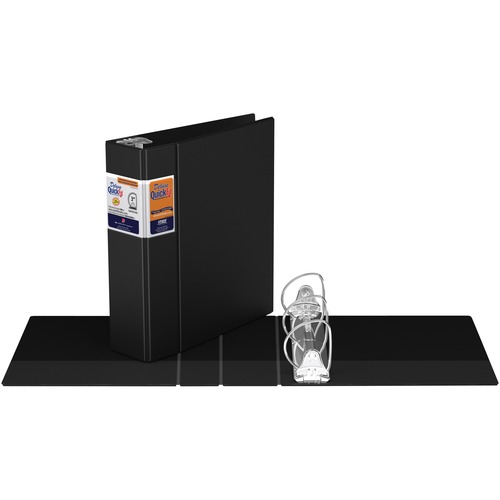 QuickFit D-Ring Deluxe Commercial File Binder - 3" Binder Capacity - 8 1/2" x 11" Sheet Size - 550 Sheet Capacity - D-Ring Fastener(s) - Internal Pocket(s) - Black - Recycled - 1 Each = RGO29051