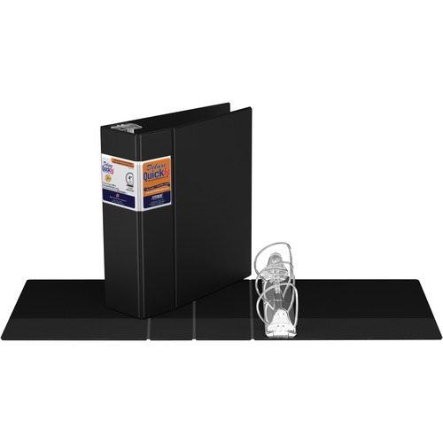 QuickFit D-Ring Deluxe Commercial File Binder - 4" Binder Capacity - 8 1/2" x 11" Sheet Size - 650 Sheet Capacity - D-Ring Fastener(s) - Internal Pocket(s) - Black - Recycled - 1 Each - Standard Ring Binders - RGO29061