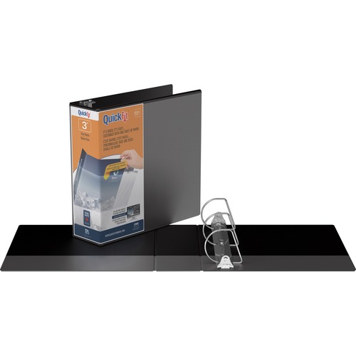 QuickFit QuickFit Angle D-ring View Binder - 3" Binder Capacity - Letter - 8 1/2" x 11" Sheet Size - 3 x D-Ring Fastener(s) - Black - Recycled - Clear Overlay - 1 Each = RGO870501
