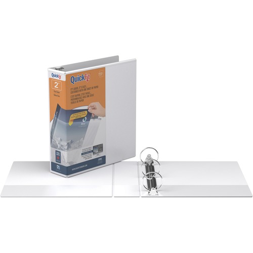 QuickFit QuickFit Round Ring View Binder - 2" Binder Capacity - Letter - 8 1/2" x 11" Sheet Size - Round Ring Fastener(s) - Internal Pocket(s) - White - Recycled - Easy Insert Spine, Clear Overlay - 1 Each = RGO871300