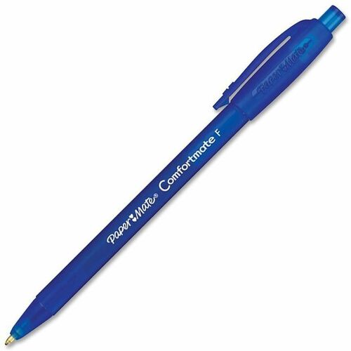 Paper Mate Comfortmate Retractable Pens - Fine Pen Point - Retractable - Blue - Rubber Barrel - 12 / Dozen