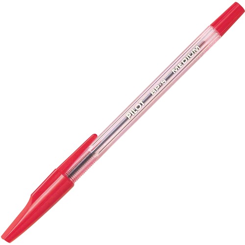 Better Ballpoint Stick Pen - Medium Pen Point - Refillable - Red - Clear Barrel - Stainless Steel Tip - 1 Each - Ballpoint Stick Pens - PIL084638