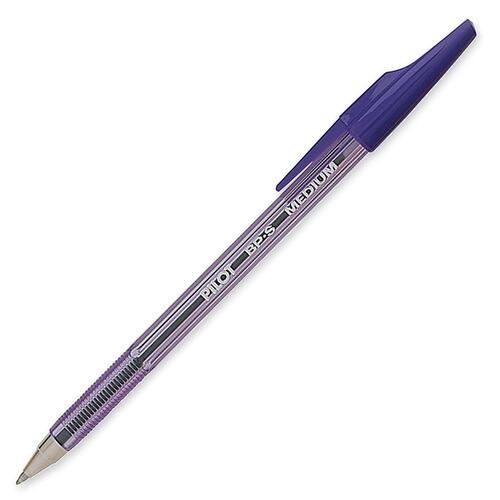 Better Ballpoint Stick Pen - Medium Pen Point - Refillable - Purple - Clear Barrel - Stainless Steel Tip - 12/Box