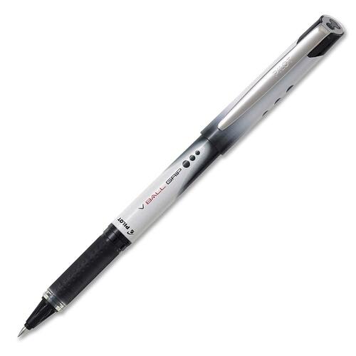 Vball Grip Liquid Ink Rollerball Pen - 0.5 mm Pen Point Size - Black - Black Metal Barrel - 1 Each - Rollerball Pens - PIL322822